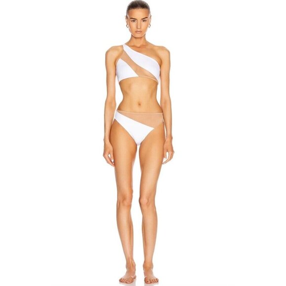 Norma Kamali Snake Mesh Bra Swimsuit White & Nude Mesh - Picture 5 of 5